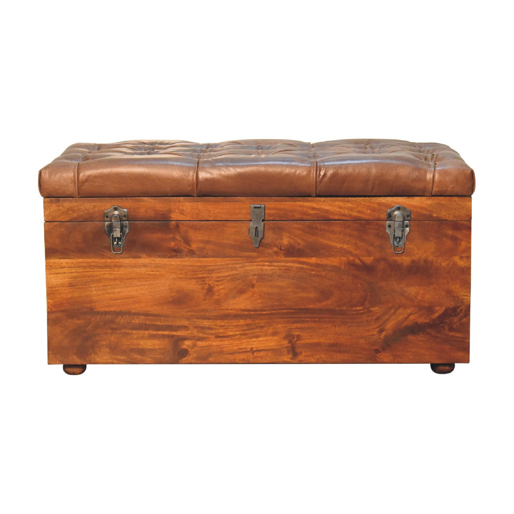 Buffalo Hide Chestnut Storage Trunk - Living with Luxury