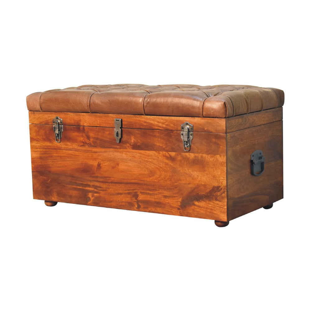 Buffalo Hide Chestnut Storage Trunk - Living with Luxury