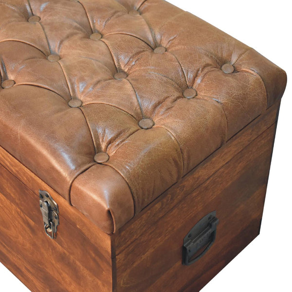 Buffalo Hide Chestnut Storage Trunk - Living with Luxury