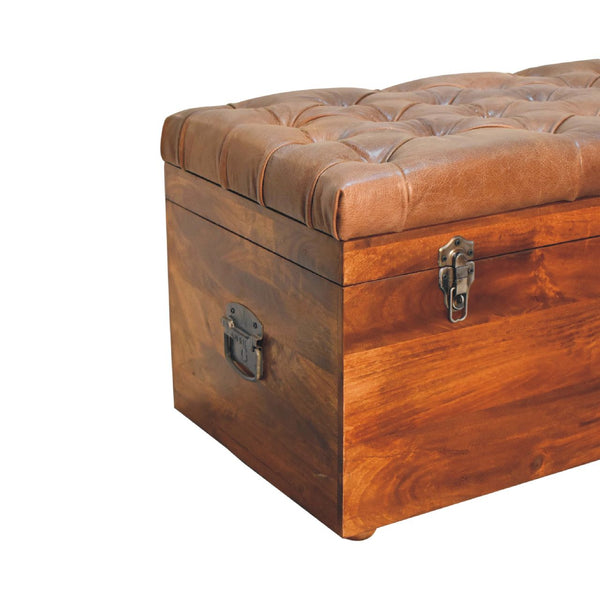 Buffalo Hide Chestnut Storage Trunk - Living with Luxury