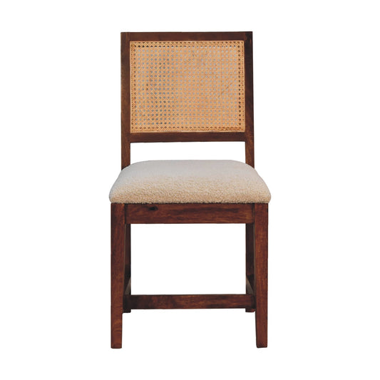 Cream Boucle Rattan Chair - Living with Luxury