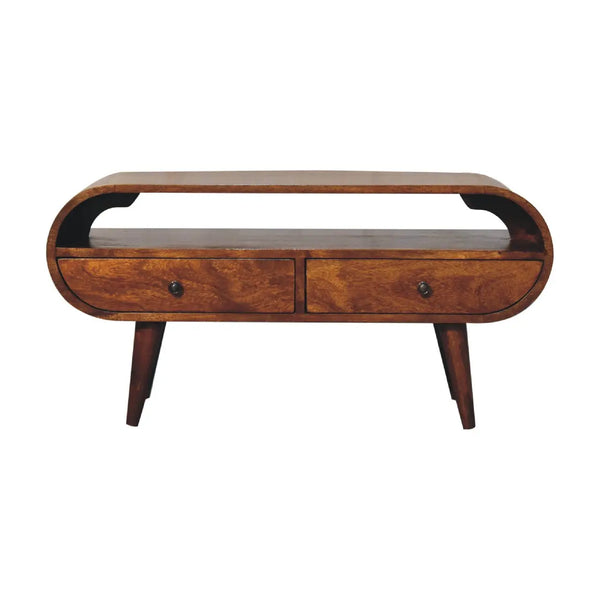 Chestnut Circular TV Stand