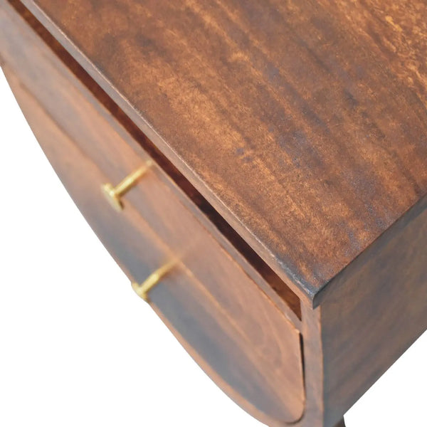 Split Chestnut Bedside Table - Solid Mango Wood with Brass Knobs