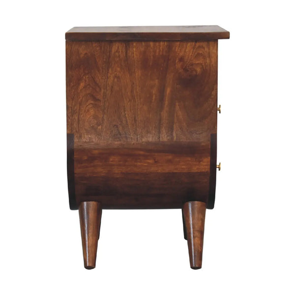 Split Chestnut Bedside Table - Solid Mango Wood with Brass Knobs