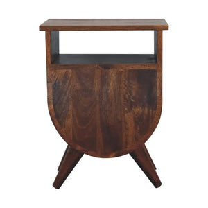 Split Chestnut Bedside Table - Solid Mango Wood with Brass Knobs