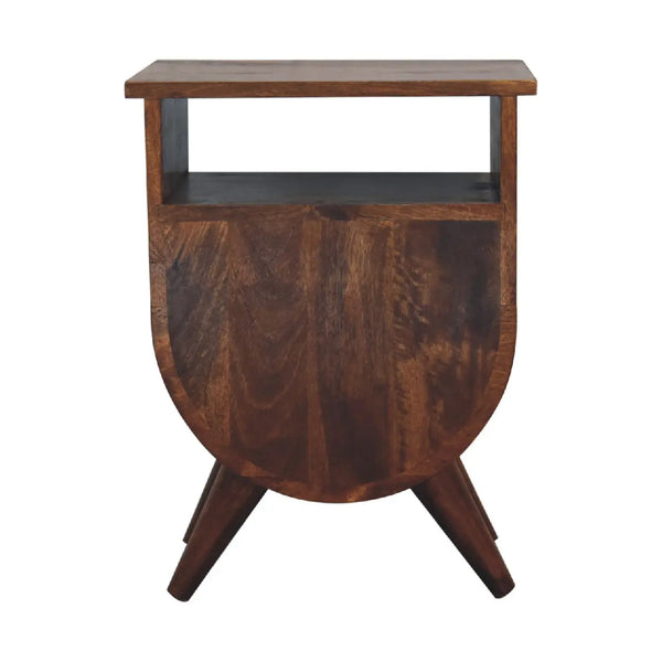 Split Chestnut Bedside Table - Solid Mango Wood with Brass Knobs