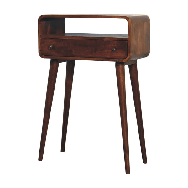 Chestnut Nordic Style One Drawer/Open Slot Console Table