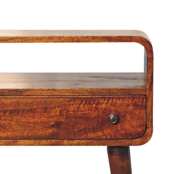 Chestnut Nordic Style One Drawer/Open Slot Console Table