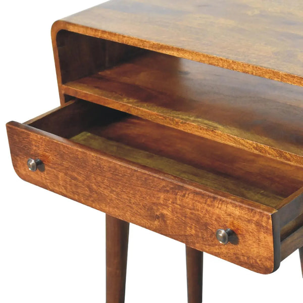 Chestnut Nordic Style One Drawer/Open Slot Console Table