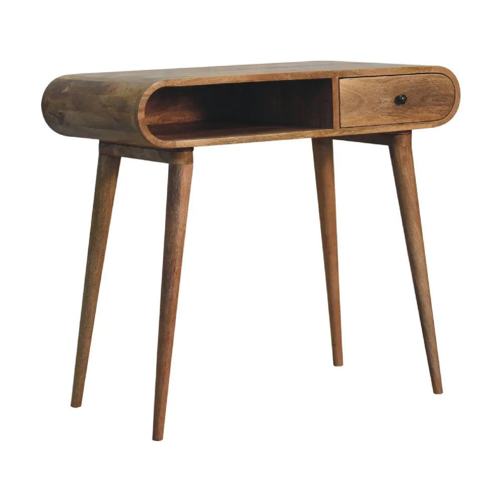 Curved Oak-ish Writing Desk – Premium Desk for Home Office