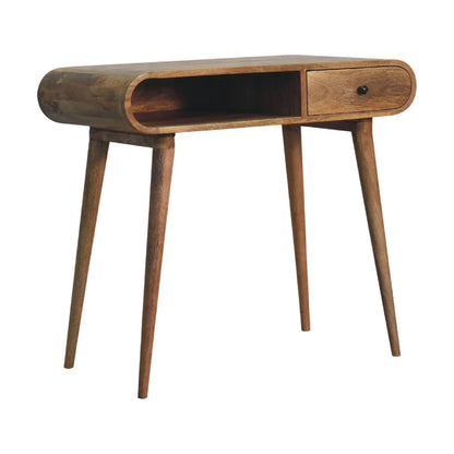 Curved Edge Detail of Chestnut Writing Desk