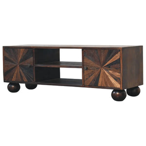 Solid Mango Wood Sunrise Ball Walnut TV Unit - Perfect Storage for Media & Modern Living