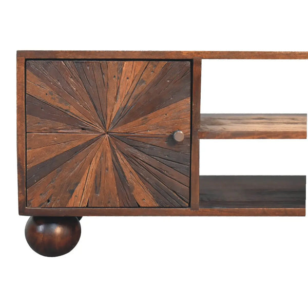Solid Mango Wood Sunrise Ball Walnut TV Unit - Perfect Storage for Media & Modern Living