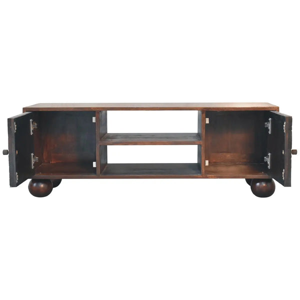 Solid Mango Wood Sunrise Ball Walnut TV Unit - Perfect Storage for Media & Modern Living