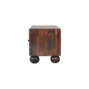Solid Mango Wood Sunrise Ball Walnut TV Unit - Perfect Storage for Media & Modern Living