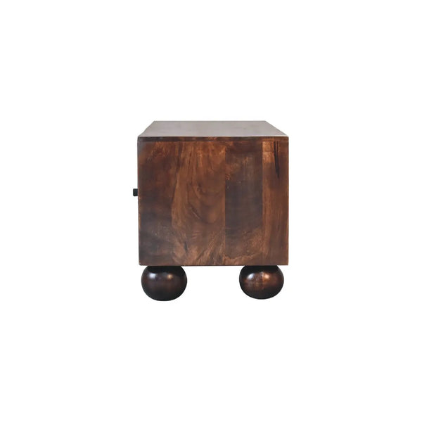 Solid Mango Wood Sunrise Ball Walnut TV Unit - Perfect Storage for Media & Modern Living