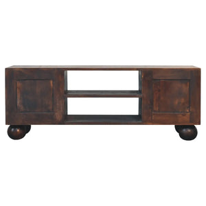 Solid Mango Wood Sunrise Ball Walnut TV Unit - Perfect Storage for Media & Modern Living