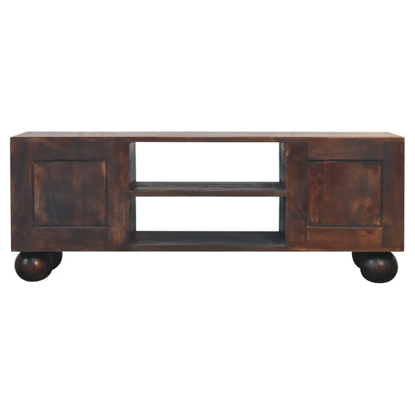 Solid Mango Wood Sunrise Ball Walnut TV Unit - Perfect Storage for Media & Modern Living