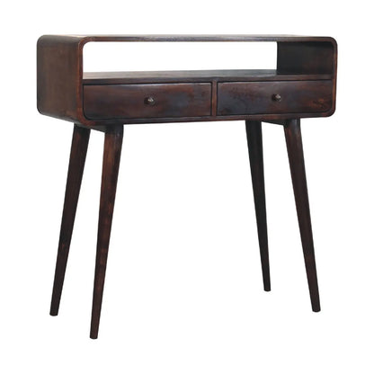 Curved Light Walnut Console Table - Living with Luxury