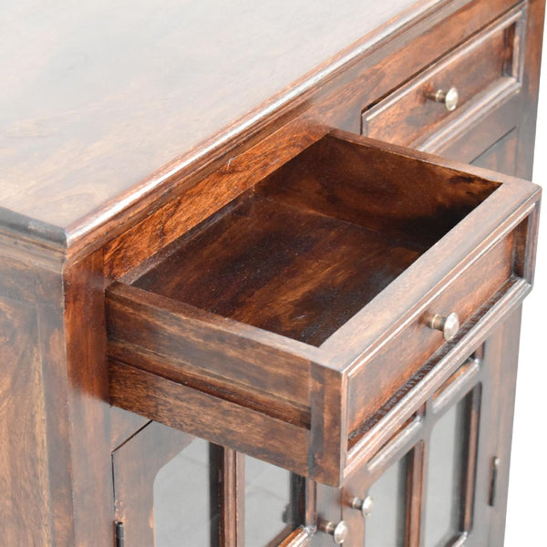 Light Walnut Cabinet with Glazed Doors - Living with Luxury
