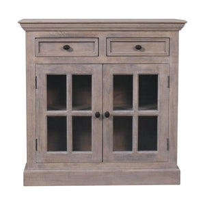 Stone Finish Cabinet with Glazed Doors - Living with Luxury