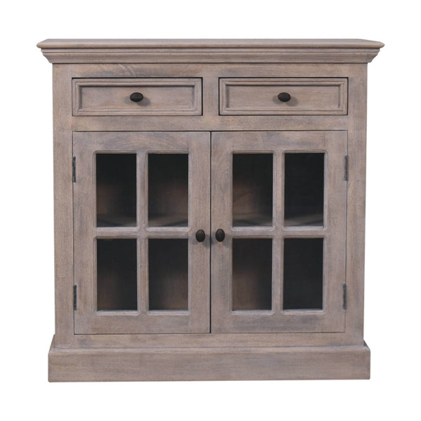 Stone Finish Cabinet with Glazed Doors - Living with Luxury