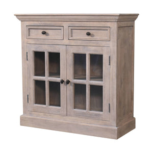 Stone Finish Cabinet with Glazed Doors - Living with Luxury