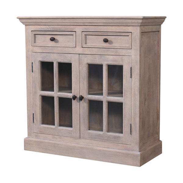 Stone Finish Cabinet with Glazed Doors - Living with Luxury