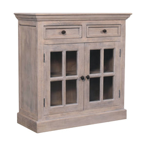Stone Finish Cabinet with Glazed Doors - Living with Luxury