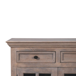 Stone Finish Cabinet with Glazed Doors - Living with Luxury