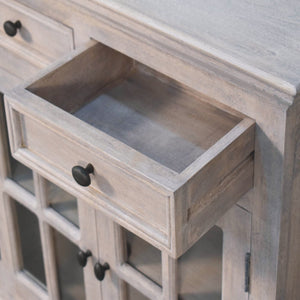 Stone Finish Cabinet with Glazed Doors - Living with Luxury
