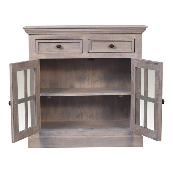 Stone Finish Cabinet with Glazed Doors - Living with Luxury