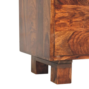 Tula Mini Sideboard – Sheesham Wood Storage with Chestnut Finish & Brass Knobs