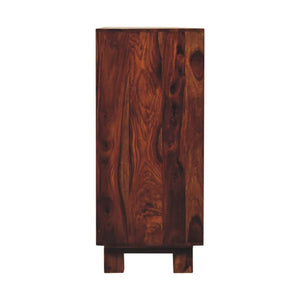 Tula Mini Sideboard – Sheesham Wood Storage with Chestnut Finish & Brass Knobs