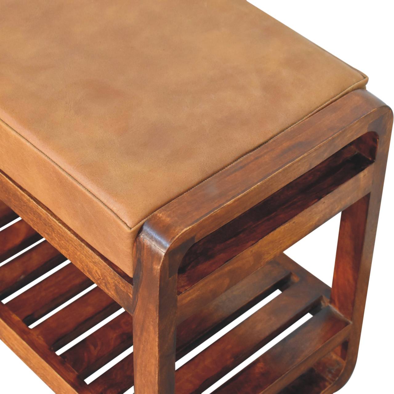 Small Buffalo Slatted Hallway Bench - Living with Luxury