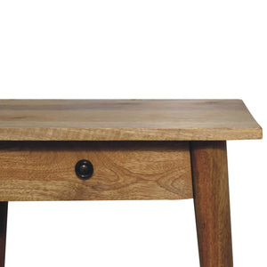 Woven End Table – Solid Mango Wood with Oak Finish and Jute Shelf