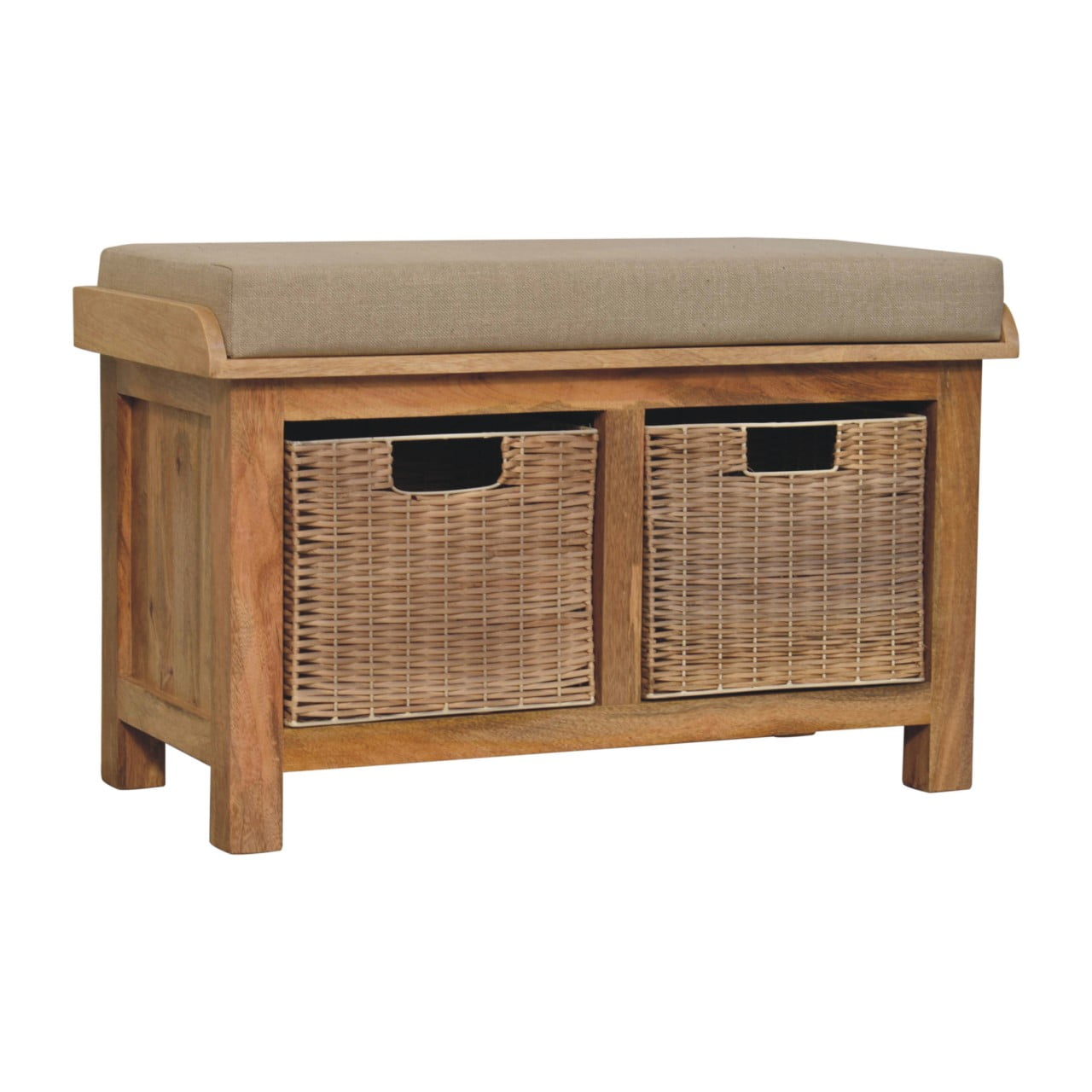 Rattan Basket Linen Bench - Living with Luxury