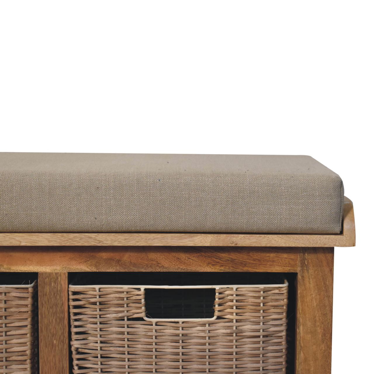 Rattan Basket Linen Bench - Living with Luxury