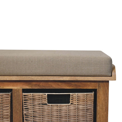 Rattan Basket Linen Bench - Living with Luxury