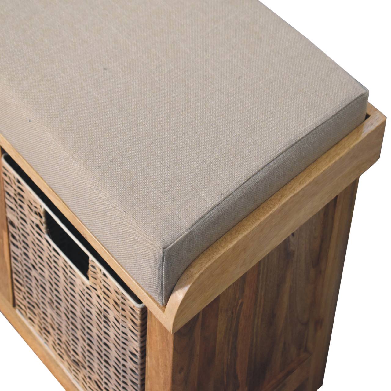 Rattan Basket Linen Bench - Living with Luxury