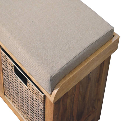Rattan Basket Linen Bench - Living with Luxury