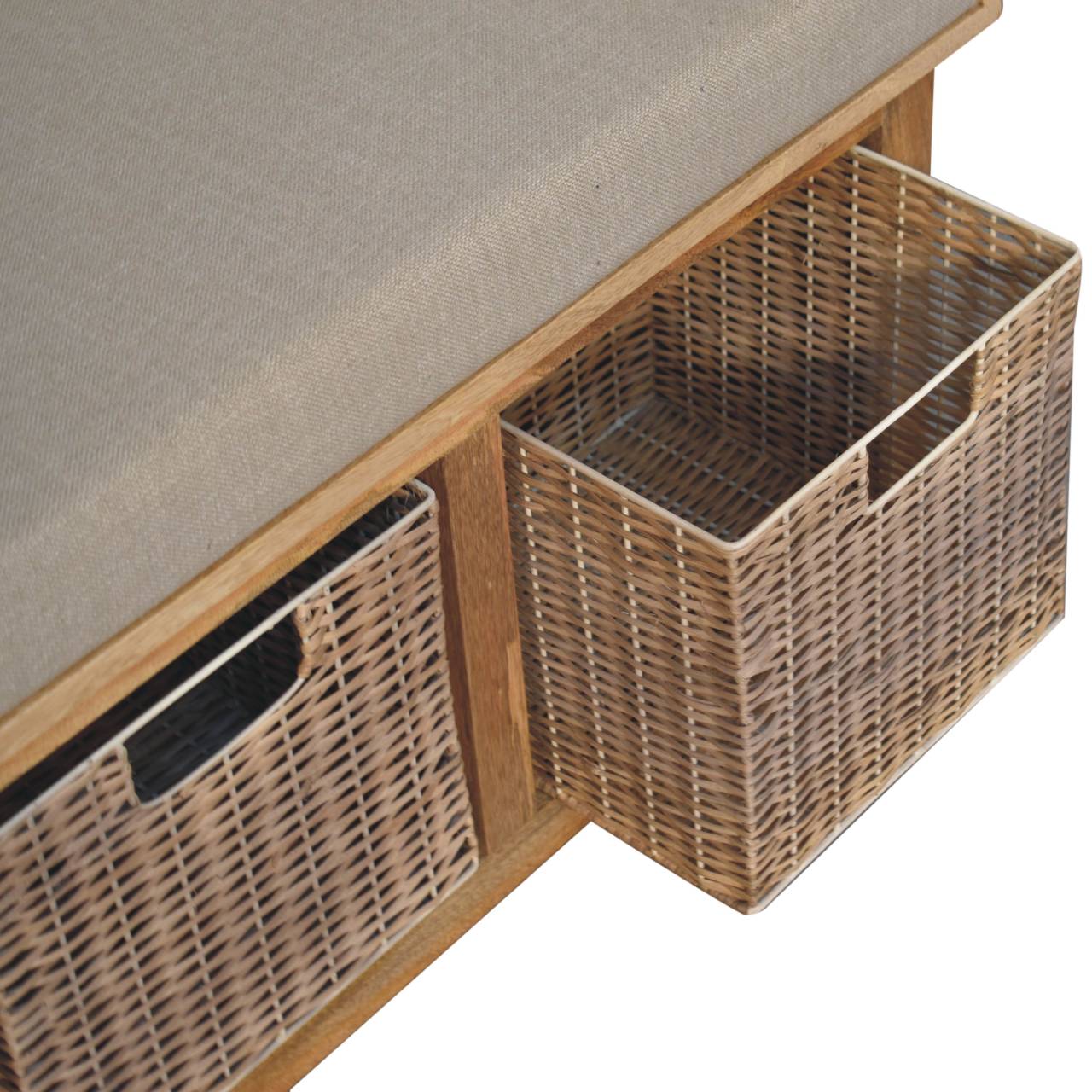 Rattan Basket Linen Bench - Living with Luxury