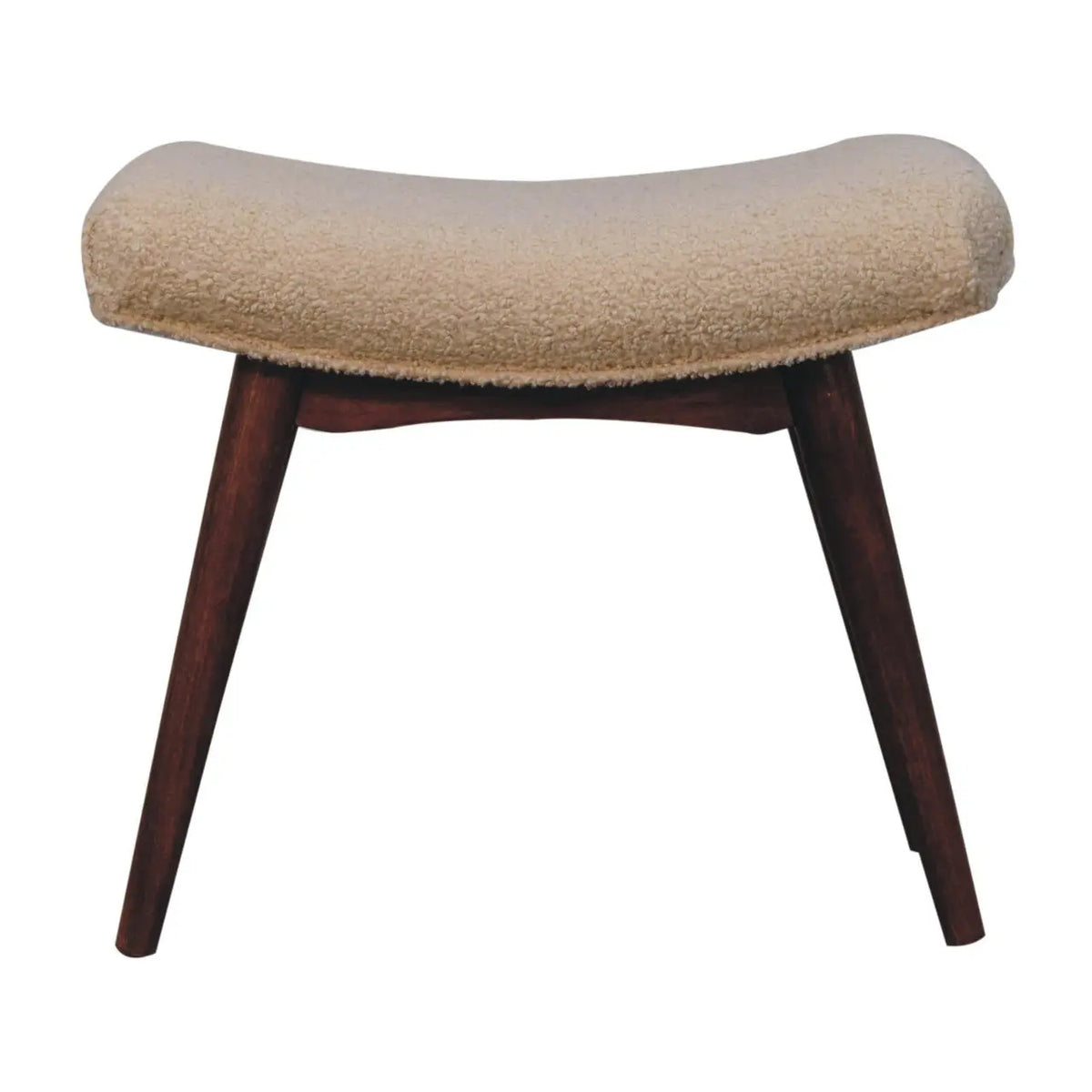 Honey Caramel Boucle Curved Bench
