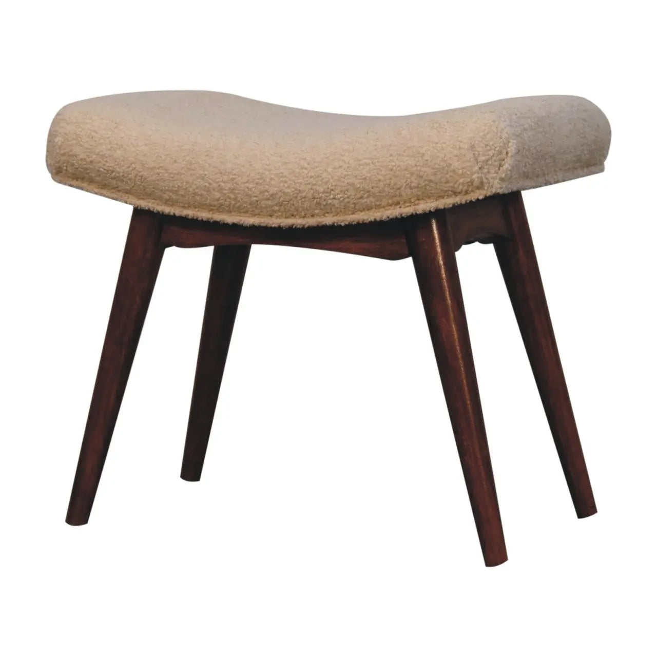 Honey Caramel Boucle Cream Curved Bench - Living with Luxury