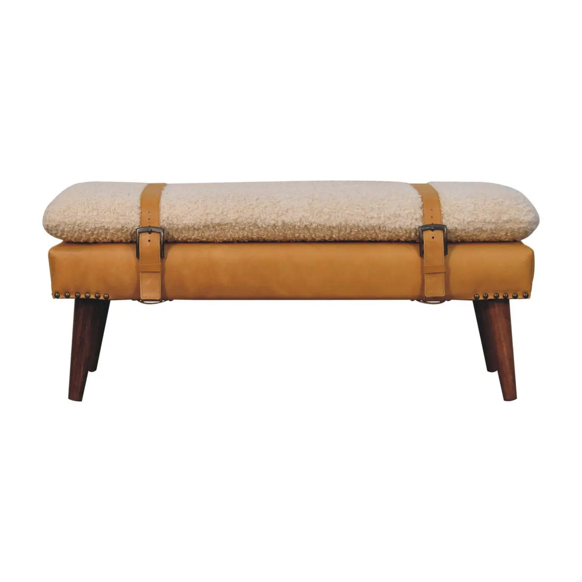 Boucle x Leather Bench