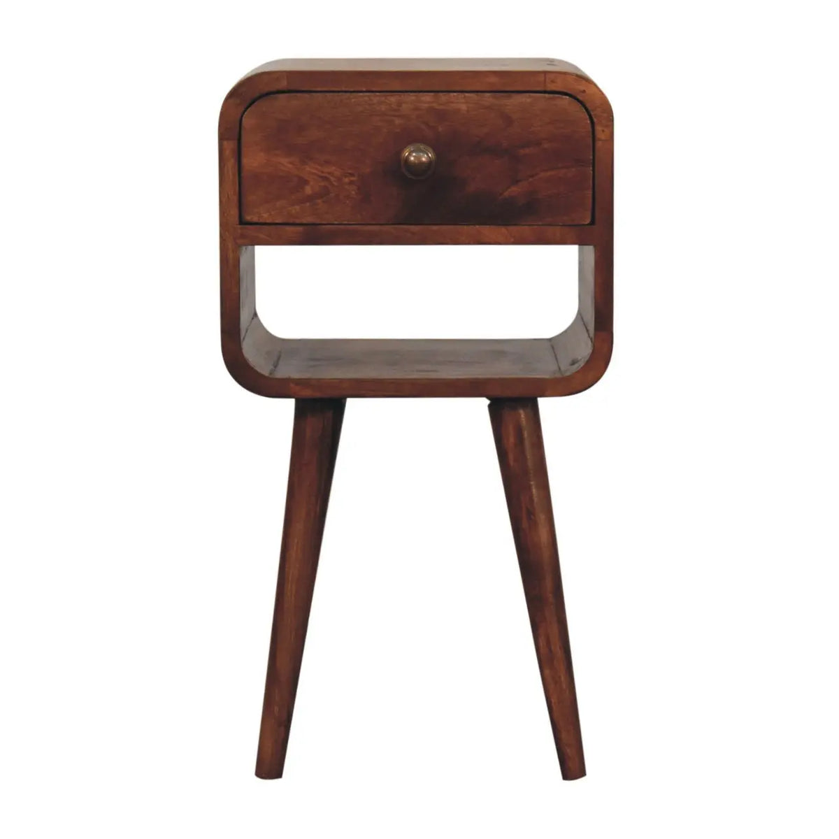 Mini Honey Caramel Curved Bedside Lower Slot