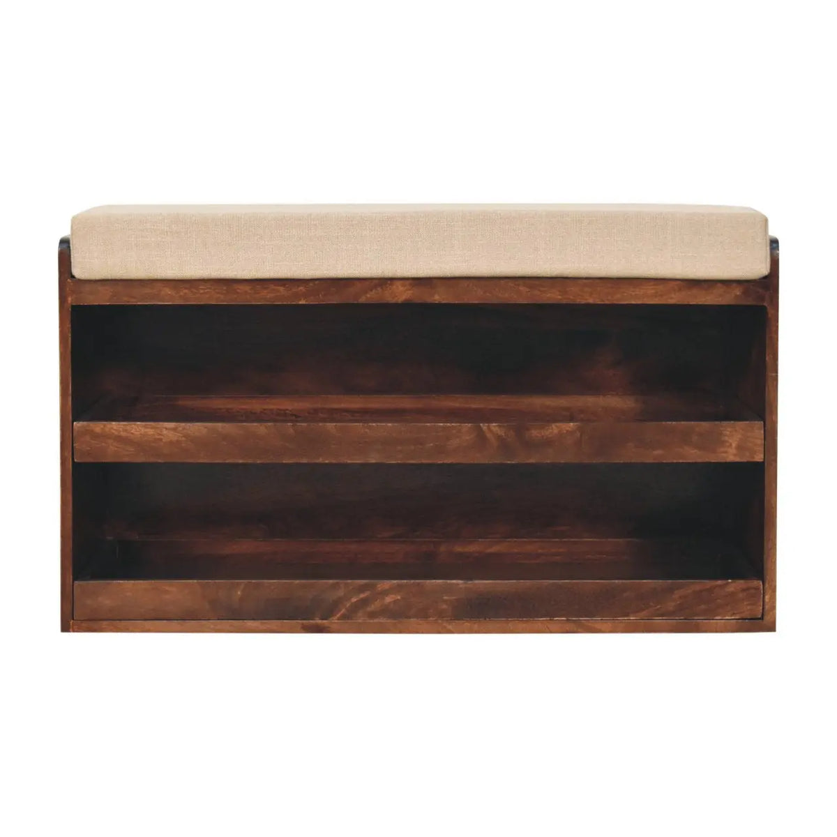 California Walnut Style Mud Linen Pull out Shoe Bench