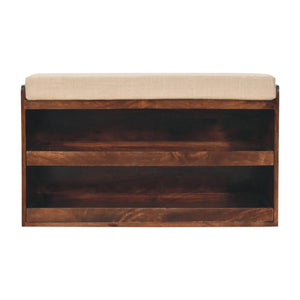 California Walnut Mud Linen Pull-Out Shoe Bench — premium furniture at Living with Luxury