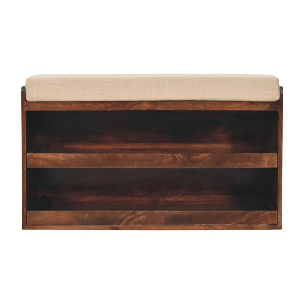 California Walnut Mud Linen Pull-Out Shoe Bench — premium furniture at Living with Luxury