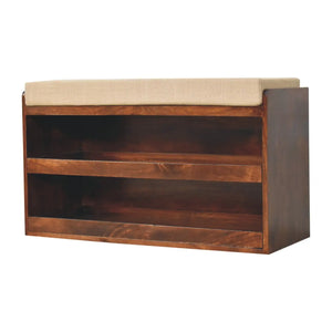 California Walnut Style Mud Linen Pull out Shoe Bench